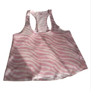 Victoria’s Secret Satin Racerback Tank Top Sleepwear White/pink M,NWOT